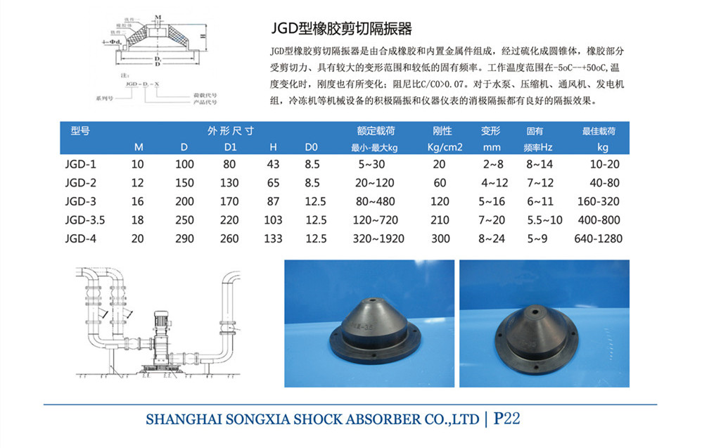 JGD-3型剪切式橡胶隔振器产品参数